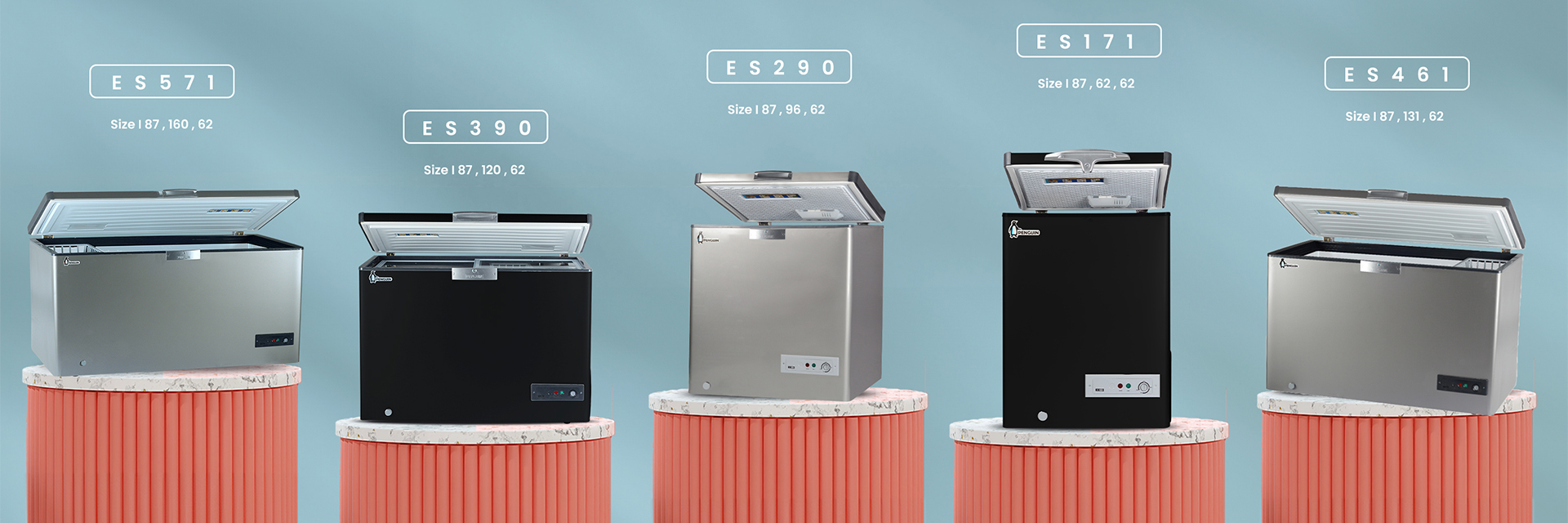 Penguin Chest Freezer Metal interior 404 l ES461-L Silver: Buy